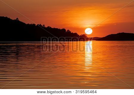 Sunset In The City Fjällbacka In Sweden.