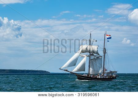 Windjammer On The Hanse Sail In Rostock, Germany.
