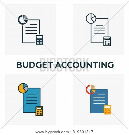 Budget Accounting Icon Set. Four Elements In Diferent Styles From Business Management Icons Collecti