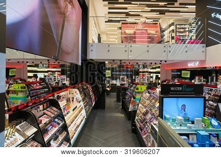VERONA, ITALY - CIRCA MAY, 2019: interior shot of Sephora store in Verona. Sephora is multinational chain of personal care and beauty stores.