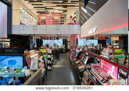 VERONA, ITALY - CIRCA MAY, 2019: interior shot of Sephora store in Verona. Sephora is multinational chain of personal care and beauty stores.