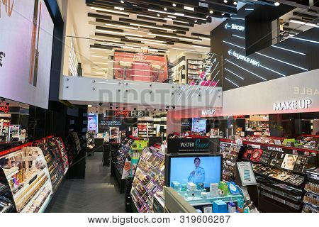 VERONA, ITALY - CIRCA MAY, 2019: interior shot of Sephora store in Verona. Sephora is multinational chain of personal care and beauty stores.