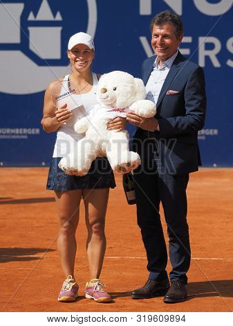 Nuremberg, Germany - May 25, 2019: Kazach Tennis Player Yulia Putintseva Receiving The Winner Trophy