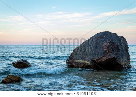 Exotic Rock In The Middle Of The Blue Sea