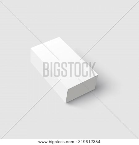 White Cardboard Box. Blank 3d Box Vector Isolated Layout With Shadow - Stock Vector.