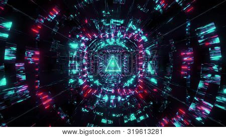 Abstract Reflection Background With Green Tringle Wireframe Design 3d Rendering Wallpaper