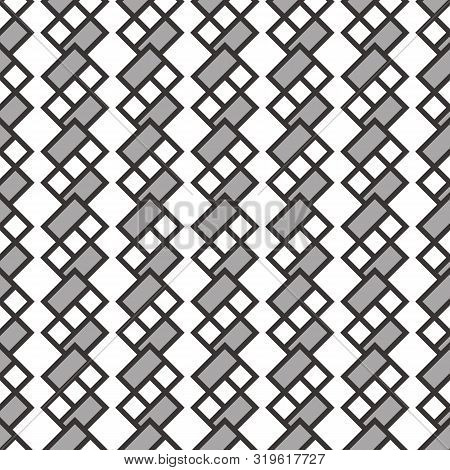 Vector Geometrical Black, Grey And White Square Box Vertical Lines Seamless Pattern Background