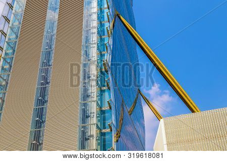 Milan, Italy - June 28, 2019: Detail From Allianz Tower By Arata Isozaki And Andrea Maffei In City L