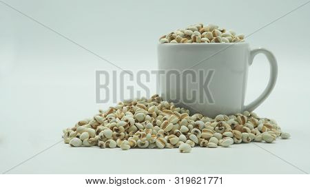 Job's Tears, Also Known As Adlay And Coix On White Background. Popular In Asian Cultures As A Food S
