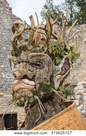 Les Baux, France - June 26, 2017: The Artwork, Titled  Winter Is Four Seasons Three-dimensional Inte