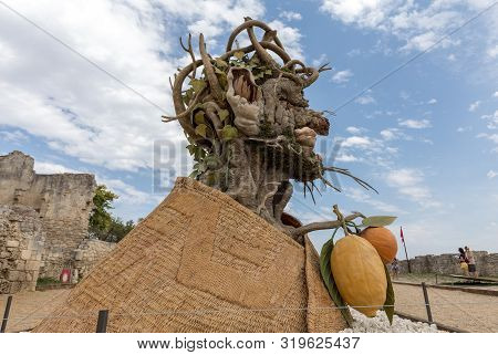 Les Baux, France - June 26, 2017: The Artwork, Titled  Winter Is Four Seasons Three-dimensional Inte