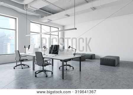 White Industrial Style Office With Lounge