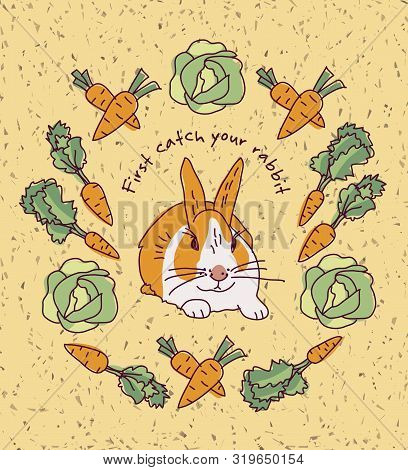 Border Frame Rabbit Pets Animal Poster With Sign