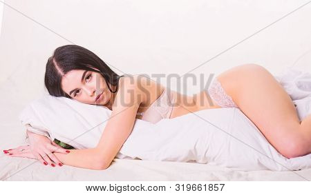 Good Morning. Relax And Spa Massage. Girl Sleep In Bed. Sweet Night Dreams. Female Erotic Lingerie. 