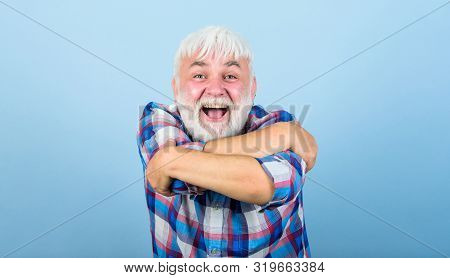 Be Yourself. Senior Man With Gray Beard. Barber And Hairdresser. Male Fashion. Mature Bearded Man In