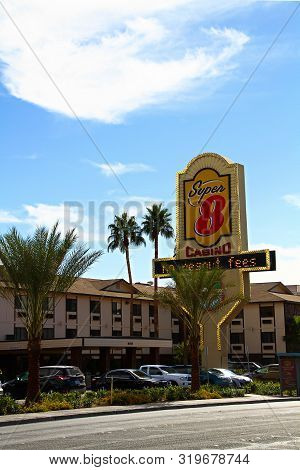 Las Vegas,nv/usa Oct 31,2014: Exterior Facade Of Super 8 Worldwide, Formerly Super 8 Motels. The Wor