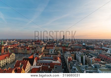 Air View Panorama Of Wroclaw. Breslau. Poland.