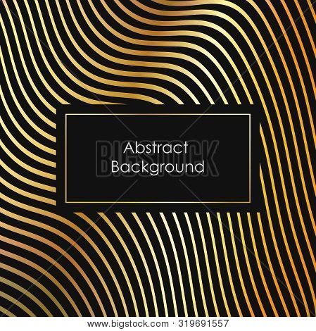 Golden Dark Abstract Background. Curved Wave Lines. Vector Illustration.