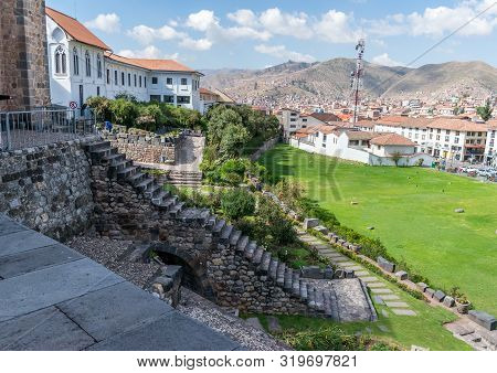 Cusco, Peru - 05/24/2019: The Gardens At Qoricancha And Santo Domingo In Cusco, Peru.