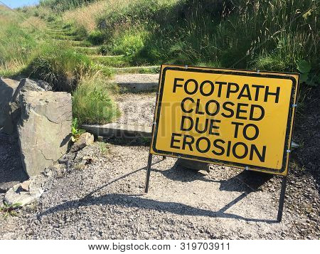 Footpath Closed Due To Erosion At Beach Cliff