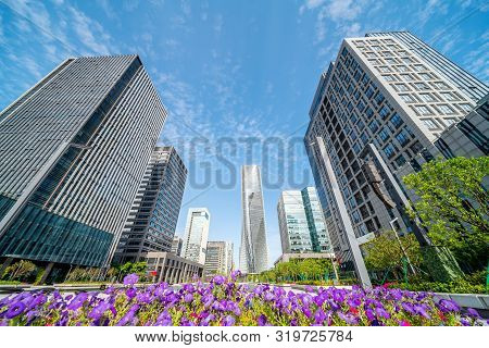 Street Parks And Modern Buildings