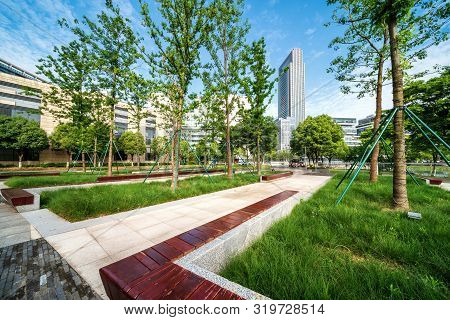 Street Parks And Modern Buildings