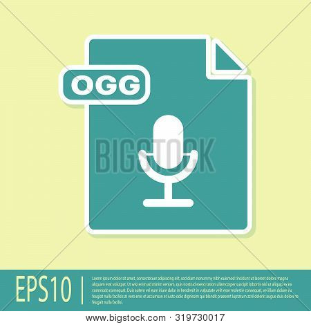 Green Ogg File Document. Download Ogg Button Icon Isolated On Yellow Background. Ogg File Symbol. Ve