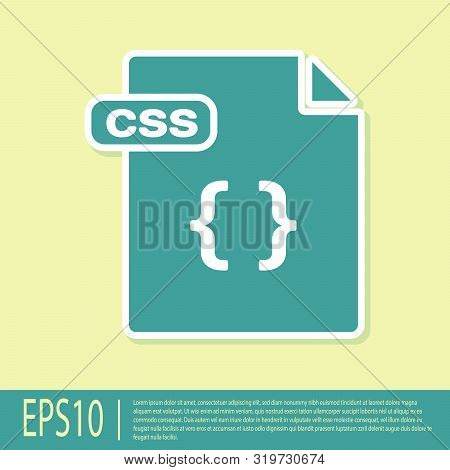 Green Css File Document. Download Css Button Icon Isolated On Yellow Background. Css File Symbol. Ve