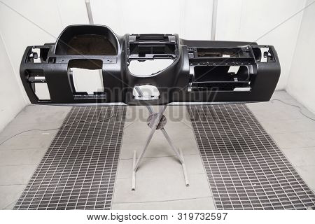 Painting And Drying In Professional Box Of Car Interior Part Dashboard After Paint In The Vehicle Re