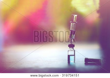 Vaccine Vial Dose Flu Shot Drug Needle Syringe,medical Concept Vaccination Hypodermic Injection Trea