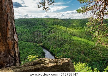 Nice View To Valley With River Dyje, Forest And Tree, National Park Podyji, Czech Republic