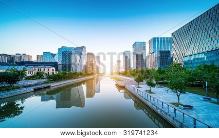 Architectural Landscape Of Ningbo, China Business District, Zhejiang, China