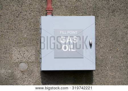 Gas And Oil Fill Point Cabinet And Pipe Connection
