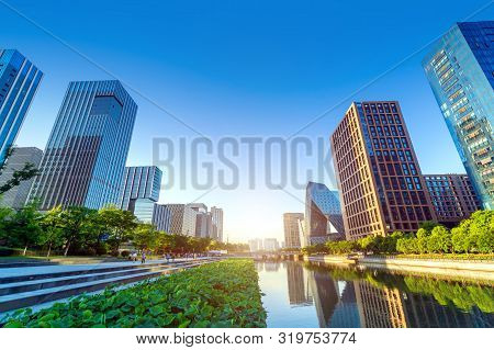 Architectural Landscape Of The Southern Business District Of Ningbo, Zhejiang, China