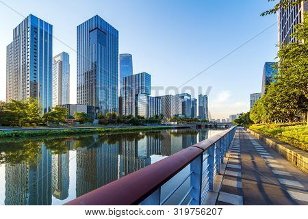 Landscape Of Southern Ningbo Business District, Zhejiang, China