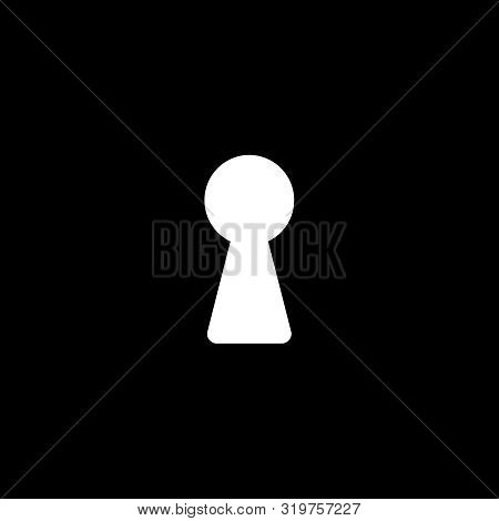 Dark Wall With Light From Keyhole. Keyhole Icon Or Sign On Black Background. Keyhole Flat Symbol. Ve