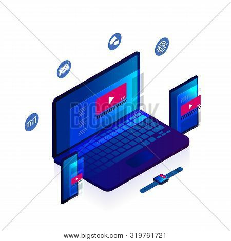 Programmatic Native Advertising And Targeting Marketing. Cross-device And Multi Target Audience Ads 