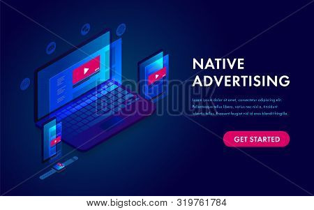 Native Advertising And Programmatic Targeting Marketing. Cross-device And Multi Target Audience Ads 