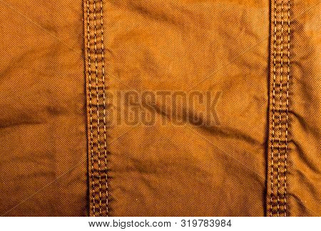 Clothing Items Stonewashed Cotton Fabric Texture With Seams, Clasps, Buttons And Rivets, Macro