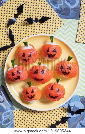 Funny Halloween Sushi Pumpkins Jack O Lantern