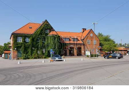 Nykoping, Sweden - August 28, 2019: Exterior View Of The Nykoping Central Railroad Station Building.