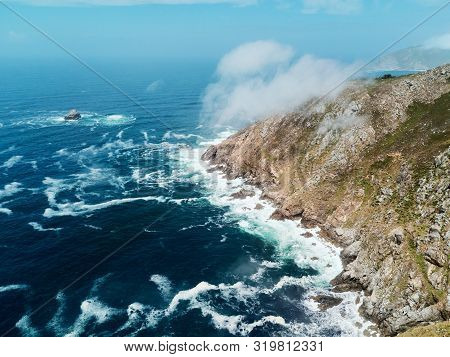 Aerial View Of Centolo And Facho Mountain In Finisterre Spain