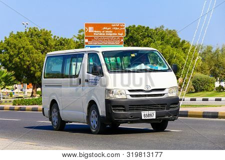 Khor Fakkan, Uae - November 18, 2018: Passenger Van Toyota Hiace In The City Street.