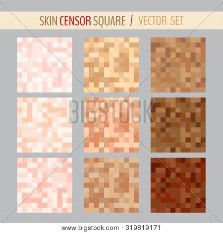 Set Of Various Censorship Pixel Squares. Vector Illustration For Your Graphic Design.