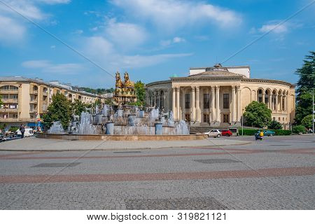 Kutaisi, Georgia - 21.08.2019: View To Meskhishvili Theatre In The Centre Of Kutaisi.