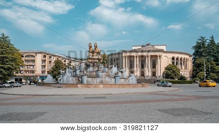 Kutaisi, Georgia - 21.08.2019: View To Meskhishvili Theatre In The Centre Of Kutaisi.