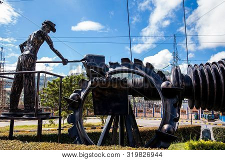 Paipa, Colombia - August, 2019: Beautiful Industrial Art Sculpture By Jose Medardo Leguizamo Of A Ma