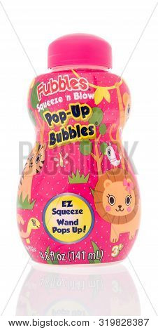 Winneconne, Wi - 24 June 2019 : A Package Of Fubbles Sqeeze N Low Pop Up Bubbles On An Isolated Back