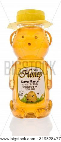 Winneconne, Wi - 14 August 2019 : A Package Of Dave Marcy Pure Honey On An Isolated Background