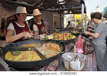 Vilnius, Lithuania - August 30: Unidentified People Trades Food On Traditional Vilnius City Fiesta I
